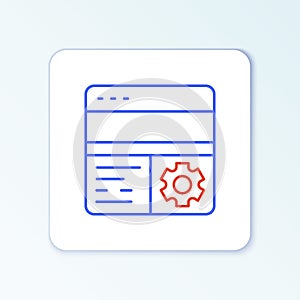 Line Debugging icon isolated on white background. Debugging tool. Magnifying glass on bug programming. Testing and