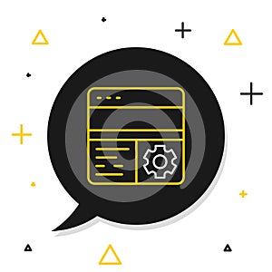 Line Debugging icon isolated on white background. Debugging tool. Magnifying glass on bug programming. Testing and