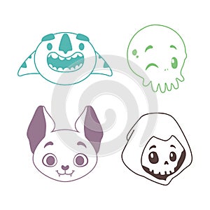 Line decals of monster characters