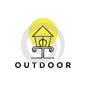 Line decorative outdoor lightning modern logo design, vector graphic symbol icon illustration creative idea
