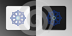 Line Dharma wheel icon isolated on grey background. Buddhism religion sign. Dharmachakra symbol. Colorful outline