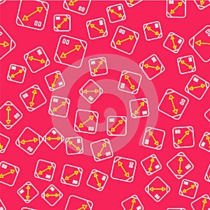 Line Diagonal measuring icon isolated seamless pattern on red background. Vector