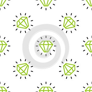 Line Diamond icon isolated seamless pattern on white background. Jewelry symbol. Gem stone. Vector