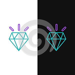 Line Diamond teeth icon isolated on white and black background. Colorful outline concept. Vector