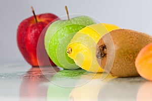Line of different fruits