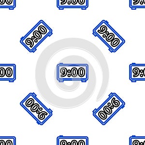Line Digital alarm clock icon isolated seamless pattern on white background. Electronic watch alarm clock. Time icon