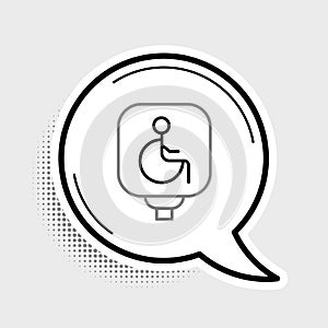 Line Disabled wheelchair icon isolated on grey background. Disabled handicap sign. Colorful outline concept. Vector