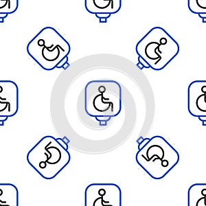 Line Disabled wheelchair icon isolated seamless pattern on white background. Disabled handicap sign. Colorful outline