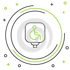 Line Disabled wheelchair icon isolated on white background. Disabled handicap sign. Colorful outline concept. Vector