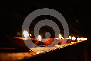 Line of Diwali Lamps