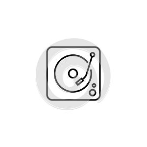 Line dj turntable icon on white background