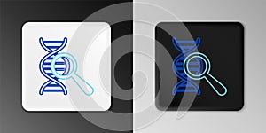 Line DNA research, search icon isolated on grey background. Magnifying glass and dna chain. Genetic engineering, cloning