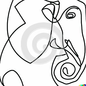 Line drawing of African savannah elephant - generative AI