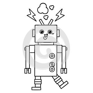 line drawing cartoon crazed robot photo