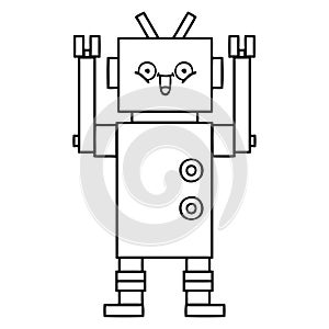 line drawing cartoon happy robot