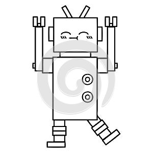 line drawing cartoon happy robot