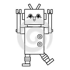 line drawing cartoon happy robot