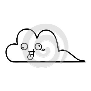 line drawing cartoon of a snow cloud