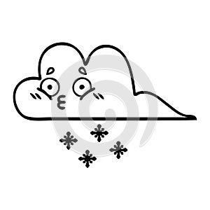 line drawing cartoon snow cloud