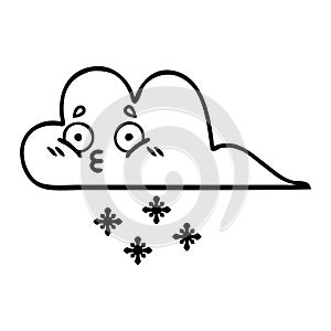 line drawing cartoon of a storm snow cloud