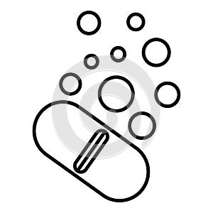 Effervescent pill dissolving with bubbles icon