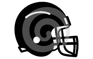 Line drawing illustration of an american football helmet, Black and white football helmet line drawing,Football helmet sport icon