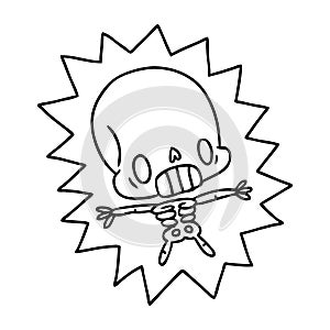 line drawing kawaii electrocuted skeleton