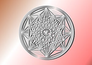 3D Line drawing mandala, sacred geometry, logo design element. Geometric mystic mandala of alchemy esoteric symbol vector isolated