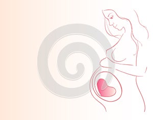 Line drawing pregnant woman