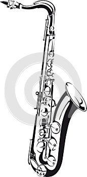 Line drawing of a saxophone