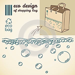 Line drawing of water bubbles for shopping bag