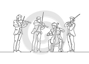 line drawn musical quartet violin musicians