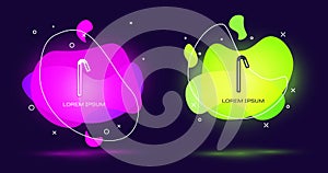Line Drinking plastic straw icon isolated on black background. Abstract banner with liquid shapes. Vector Illustration