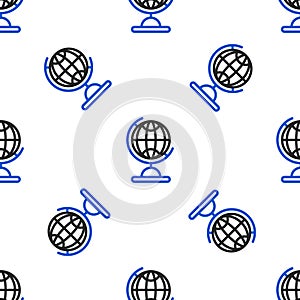 Line Earth globe icon isolated seamless pattern on white background. Colorful outline concept. Vector