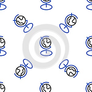 Line Earth globe icon isolated seamless pattern on white background. Colorful outline concept. Vector