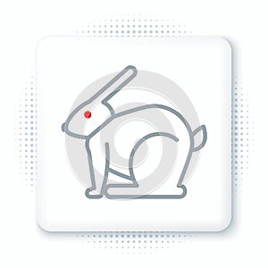 Line Easter rabbit icon isolated on white background. Easter Bunny. Colorful outline concept. Vector