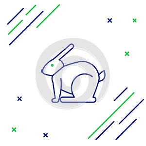 Line Easter rabbit icon isolated on white background. Easter Bunny. Colorful outline concept. Vector