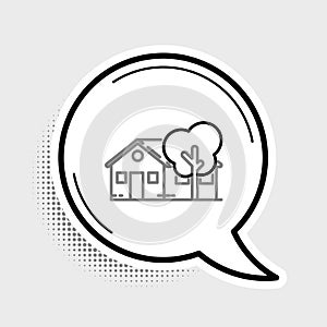 Line Eco friendly house icon isolated on grey background. Eco house with tree. Colorful outline concept. Vector