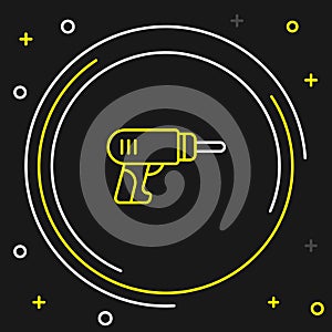 Line Electric drill machine icon isolated on black background. Repair tool. Colorful outline concept. Vector