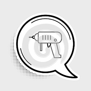 Line Electric drill machine icon isolated on grey background. Repair tool. Colorful outline concept. Vector