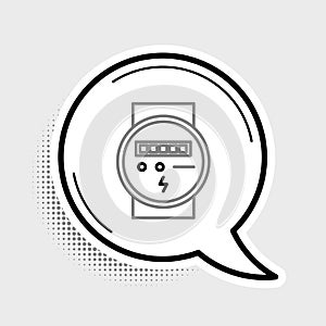 Line Electric meter icon isolated on grey background. Colorful outline concept. Vector