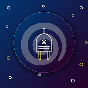 Line Electric plug icon isolated on blue background. Concept of connection and disconnection of the electricity