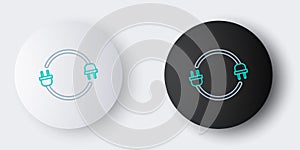 Line Electric plug icon isolated on grey background. Concept of connection and disconnection of the electricity