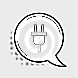 Line Electric plug icon isolated on grey background. Concept of connection and disconnection of the electricity