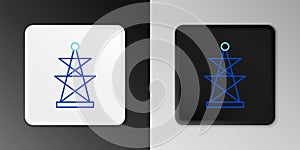 Line Electric tower used to support an overhead power line icon isolated on grey background. High voltage power pole