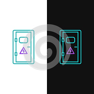 Line Electrical cabinet icon isolated on white and black background. Colorful outline concept. Vector
