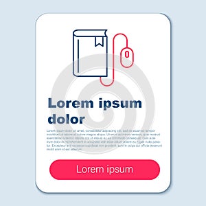 Line Electronic book with mouse icon isolated on grey background. Online education concept. E-book badge icon. Colorful