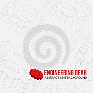 Line engineering gear pattern background and Red logo gear vector design