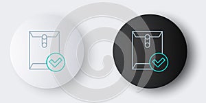 Line Envelope and check mark icon isolated on grey background. Successful e-mail delivery, email delivery confirmation photo