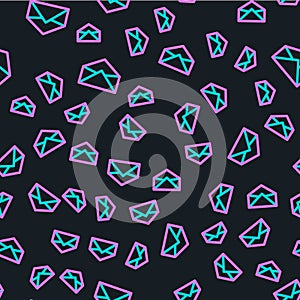 Line Envelope icon isolated seamless pattern on black background. Email message letter symbol. Vector Illustration